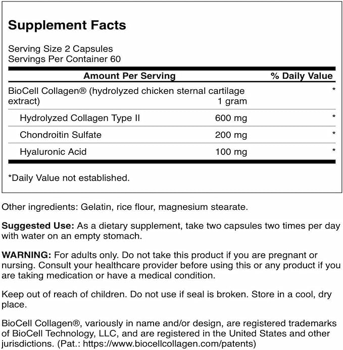 Swanson Chicken Sternum Cartilage - Collagen Type II 500mg 200 Capsules