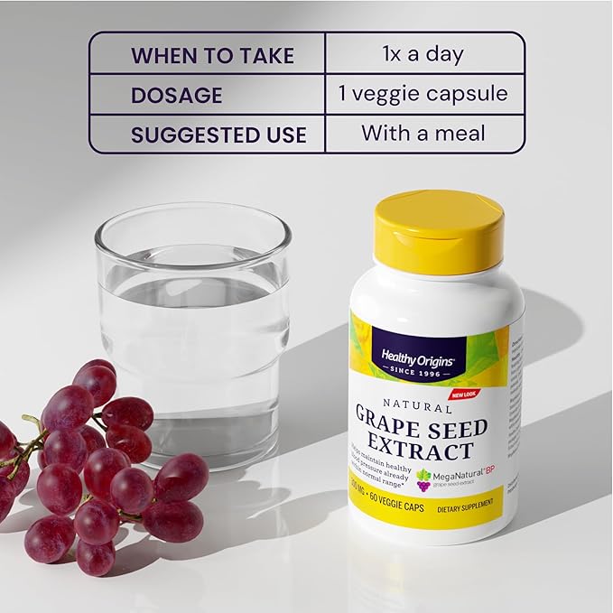 Healthy Origins Grape Seed Extract 300 mg (MegaNatural BP Non-GMO California-Grown Gluten Free Supports Healthy Blood Pressure) 150 Veggie Caps