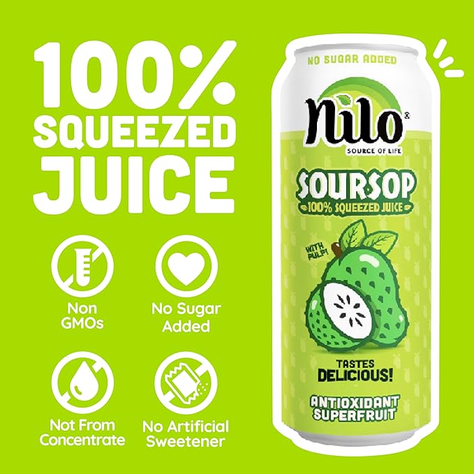 Nilo Soursop Juice with Pulp Natural 16.57 fl oz (Pack of 12)