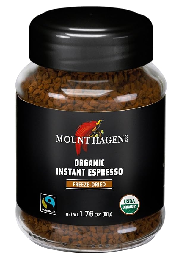 Mount Hagen Organic Freeze Dried Instant Coffee 7.05oz and Instant Espresso Ground Coffee 1.76oz Bundle