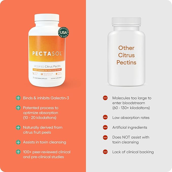 PectaSol Modified Citrus Pectin – 15 5g Stick Packs – Total-Body Health Supplement to Support Heart Immune System Inflammation Response &amp Healthy Aging + Maintain Healthy Galectin-3 Levels