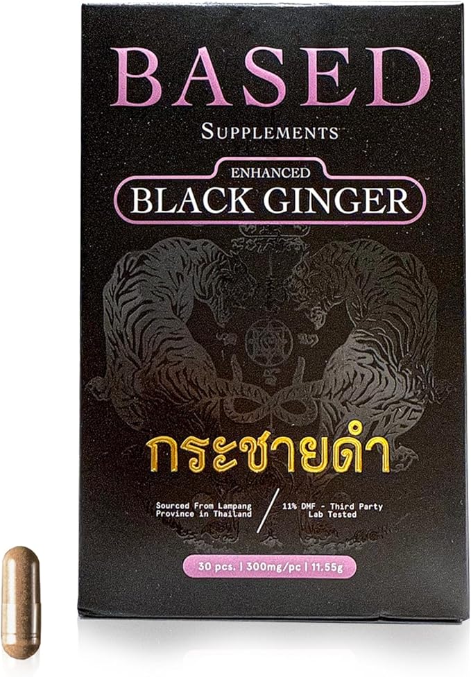 Based Supplements Black Ginger - Premium Thai Root Extract with 16% Methoxyflavones &amp 11% DMF - Traditional Asian Herb for Energy &amp Performance Support (300mg 30 Capsules)