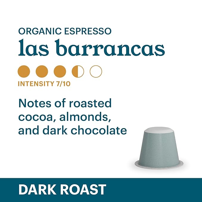 G GRANA Coffee Pods Compatible with Nespresso OriginalLine 40 Count Dark Roast USDA Organic 100% Arabica Single Source Specialty Coffee Compostable Single Serve Capsules Las Barrancas