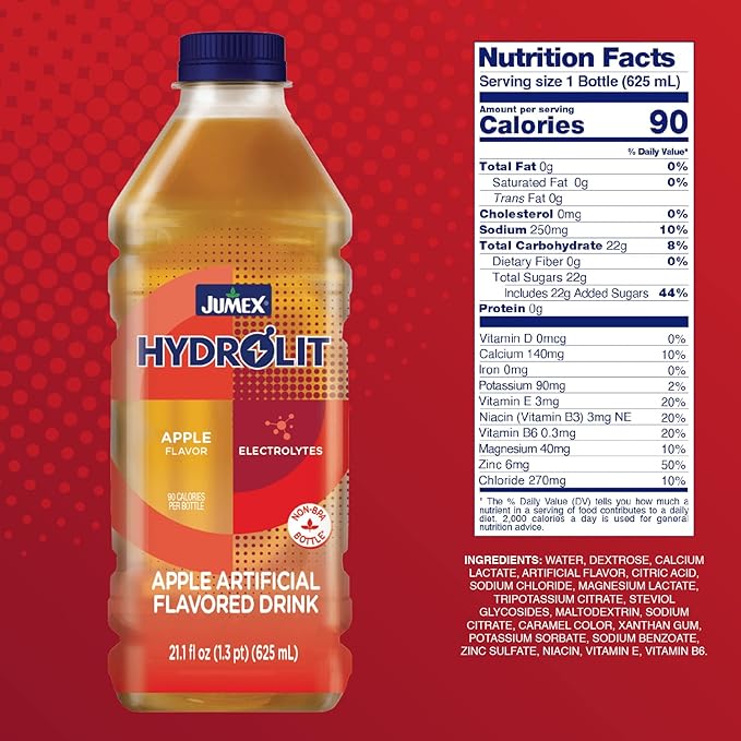Jumex Hydrolit Apple Flavor 21.1 fl oz (12 Pack)