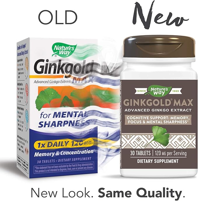 Nature's Way Ginkgold Max Advanced Ginkgo Extract for Mental Sharpness 1x Daily 120 mg 30 Count
