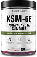 Jacked Factory Ashwagandha Gummies - KSM 66 Ashwagandha Gummies (600mg Per Serving) - Enhance Cognitive Function Boost Mood and Promote Hormonal Balance - 120 Gummies Cherry Splash