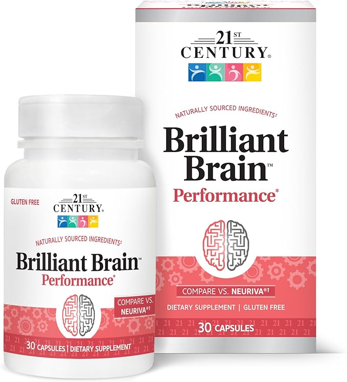 21st Century Brilliant Brain Performance Capsules (30 Count) Cognitive Health Support Contains Plant-Sourced Phosphatidylserine &amp Nootropic Coffee Fruit Extract Decaf &amp Gluten Free