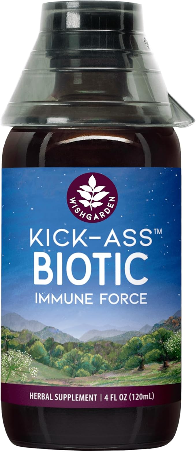 WishGarden Herbs Kick-Ass Biotic Immune Hero - Plant-Based Herbal Biotic Formula with Usnea Lichen Hops Echinacea &amp Goldenseal Supports Healthy Immune Respiratory &amp Lymph System Function