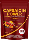 Capsaicin Power 12-in-1 Cayenne Pepper Softgels Supplementwith Vitamin D3+K2 Cayenne PepperTurmericGrape Seed and Other Extract300 Softgels (1)