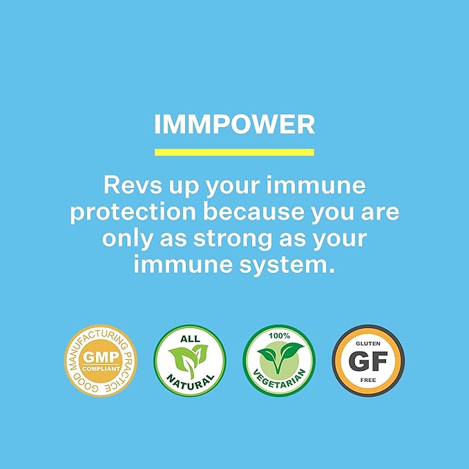 American BioSciences ImmPower AHCC Supplement Vegetarian Capsules Enhanced Immune Support Natural Killer Cell Activity and Cytokine Production 500 milligrams per Capsule (30 Count)