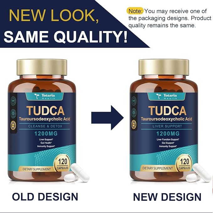 Totaria TUDCA Supplement 1200mg (Tauroursodeoxycholic Acid) 120 Capsules Ultra Strength TUDCA Bile Salts Liver Supplements Pure Tudca for Liver and Gallbladder Repair Gut Health