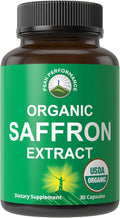 Saffron Supplements - USDA Organic Saffron Extract Capsules for Women Men and Kids. with Organic Prebiotic Fiber Instead of Filler. Pure and Natural for Mood Brain Focus Cravings PMS