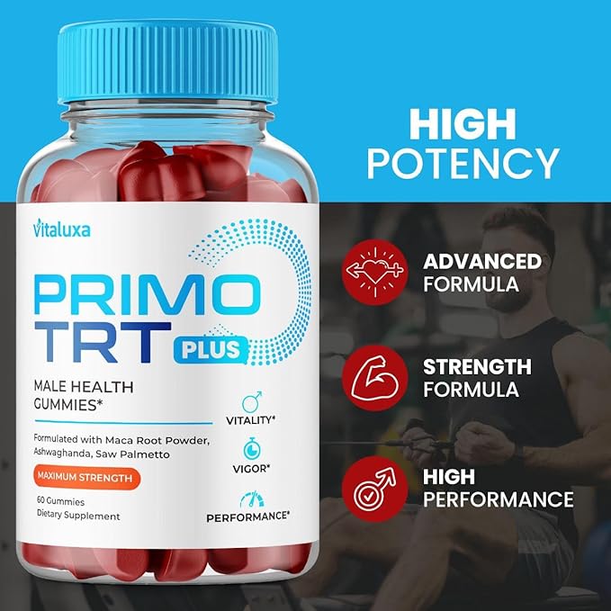 (2 Pack) Primo TRT Gummies Primo TRT Advanced Performance Blend Supplement PrimoTRT Try Prime Gomitas Maximum Strength for Males Support for Overall Health Wellness All Natural Ingredients (120 Ct)