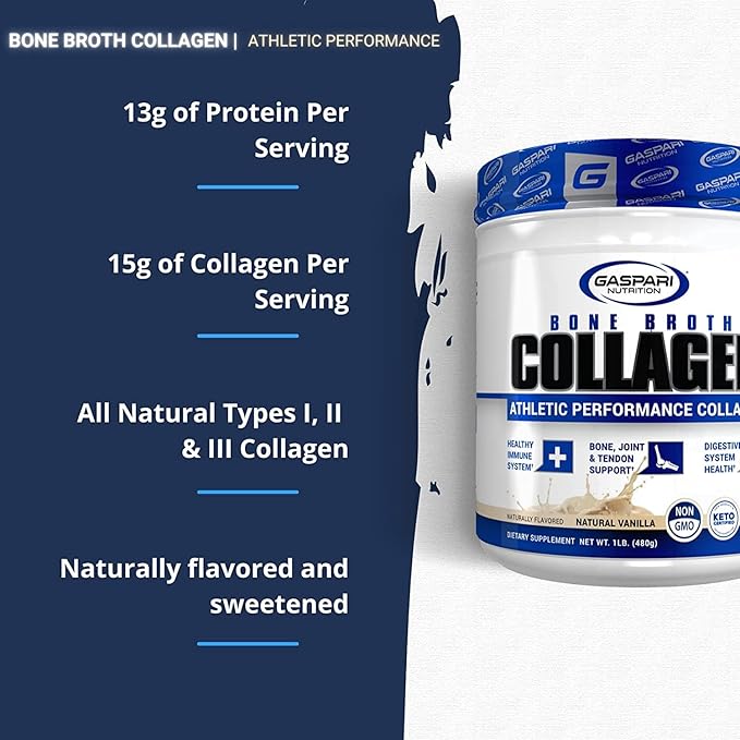 Gaspari Nutrition Bone Broth Athletic Performance Collagen (30 Servings Natural Vanilla)