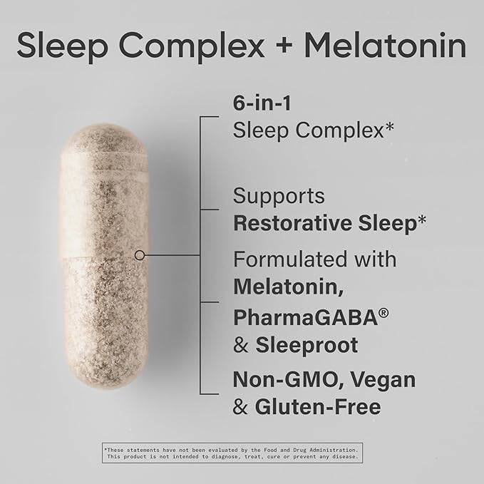 Sports Research® Sleep Complex with Melatonin 5mg L-Theanine 200mg &amp Magnesium - Supports Restorative Sleep &amp Relaxation - Vegan Certified · Non-GMO · Gluten Free - 60 Veggie Capsules
