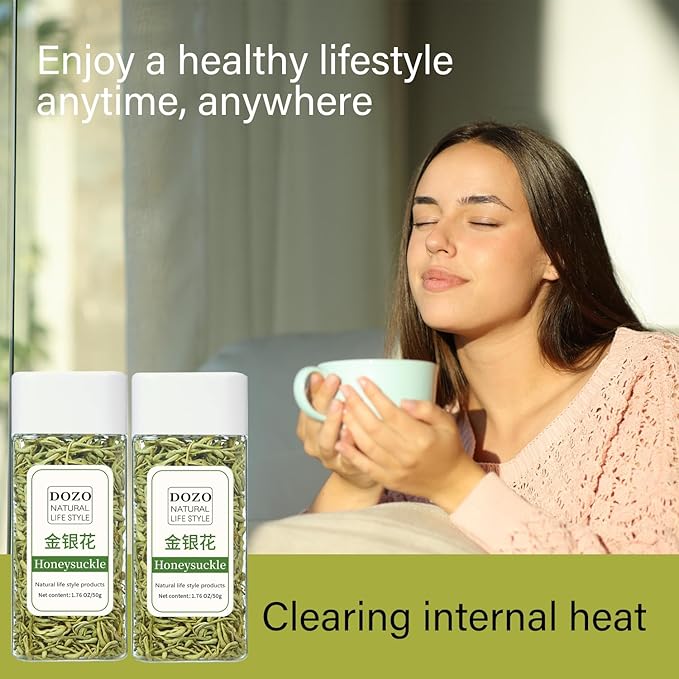 DOZO Dried Honeysuckle Tea 3.52oz/100g Jin Yin Hua Dried Honeysuckle Flower Natural Wild Lonicera Japonica Loose Buds Sulfur Free Caffeine Free Clear Interbal Heat 金银花 金银花茶 清热排浊