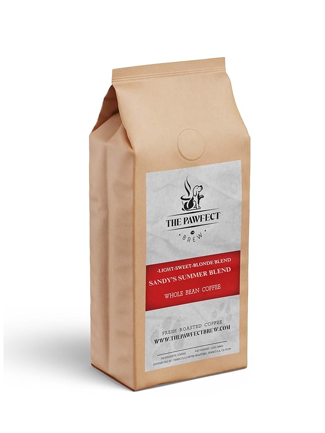 Dog Lover’s Coffee – Sandy’s Summer Blend – Light Roast by The Pawfect Brew – Sweet Blonde Espresso Blend Smooth &amp Subtle – 25% of Profits Donated to Animal Rescue – Drip 12OZ