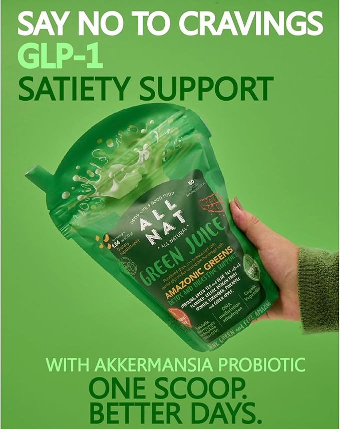 ALL NAT Super Greens Powder | Green Juice with 38 Superfoods 11 Organic Nutrients Amazonian Antioxidants | Gut Health Detox &amp Immunity | Vegan No Sugar – 30 Servings
