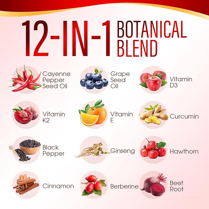 Capsaicin Power 12-in-1 Cayenne Pepper Softgels Supplementwith Vitamin D3+K2 Cayenne PepperTurmericGrape Seed and Other Extract300 Softgels (1)