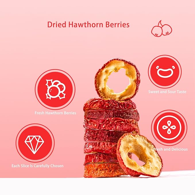 2 Bottles Dried Hawthorn BerriesHawthorn SlicesHollow Round Fresh HawthornsPure Natural Hawthorns Tea for Tea and Snacking - 500g/1.1lb