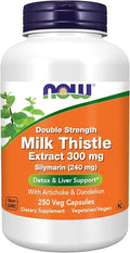 NOW Foods Supplements Silymarin Milk Thistle Extract 300 mg with Artichoke and Dandelion Double Strength Supports Liver Function* 250 Veg Capsules (1)