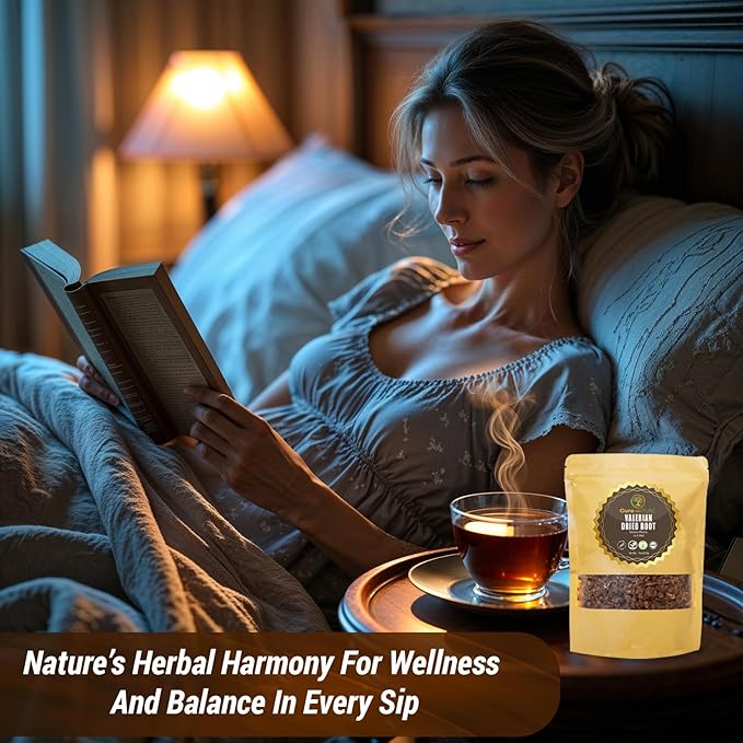Cure wid Pure Organic Valerian Root Tea - CutSifted &amp Non-Irradiated Valerian Tea Promotes Natural Relaxing Sleep - Te De Valeriana officinalis in Resealable Eco Friendly Pouch 16oz