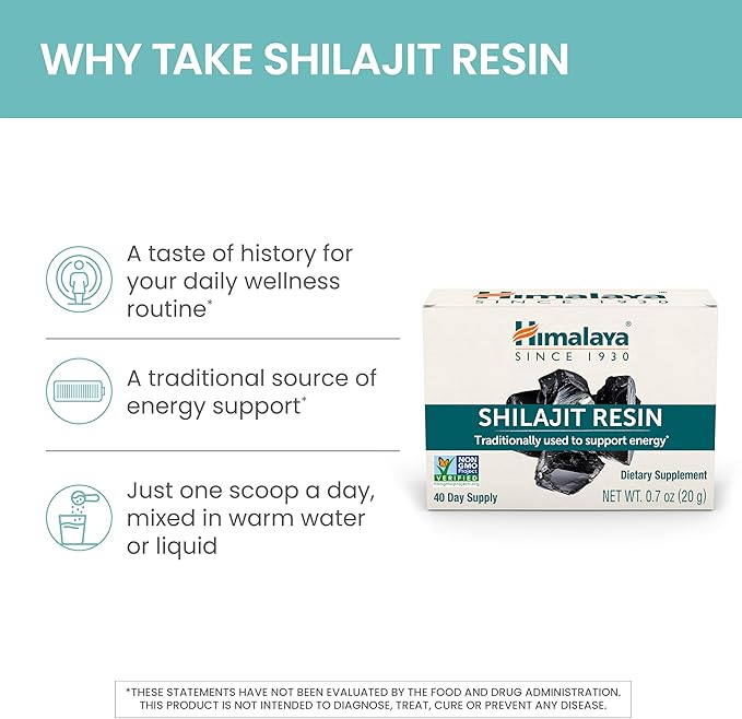 Himalayan Shilajit Resin Energy Superfood 60% Fulvic Acid Non-GMO 0.7 oz (20g) Jar 40-Day Supply