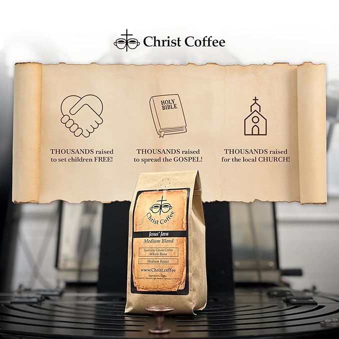 Christ Coffee Jesus’ Java Medium Blend – Premium Whole Coffee Beans Smooth and Balanced Flavor | Freshly Roasted for Rich Aroma and Taste – 16 oz Bag