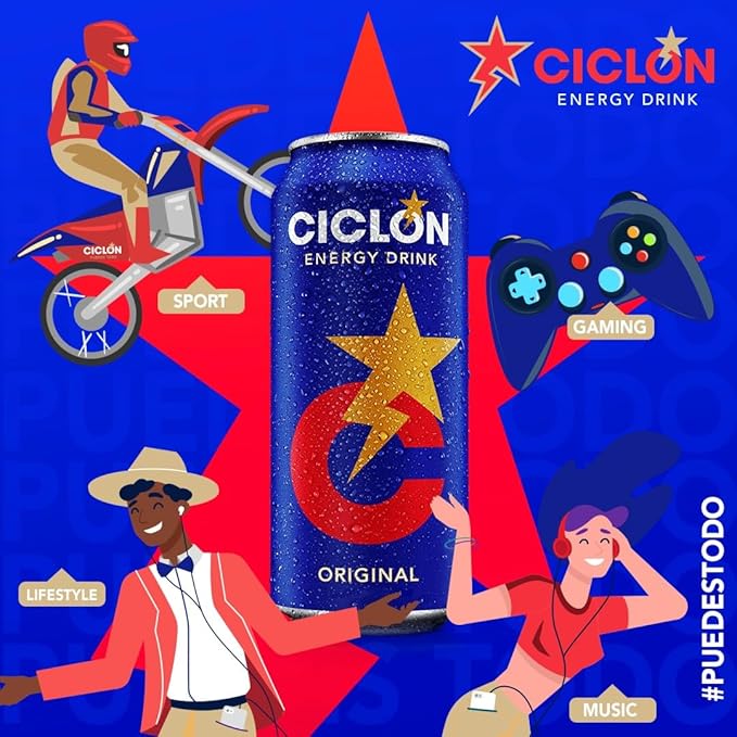 Ciclon Original Energy Drink – 24 Pack 10 fl oz Cans – Smooth Refreshing Taste with 95mg Caffeine B Vitamins &amp Taurine – No Preservatives Premium Energy for Work Study &amp Sports