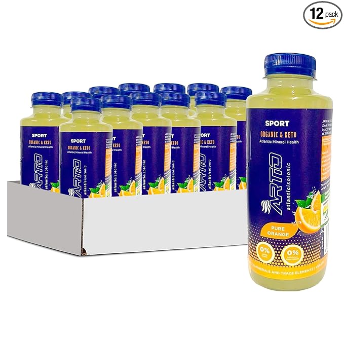 Artio Orange Sports Drink Isotonic made with 10% - 12 Pack - Seawater and 78 Bioavailable Minerals that Provide Optimal Hydration Drinks