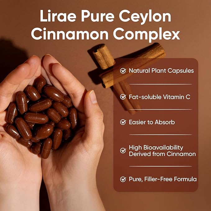 LIRAE Ceylon Cinnamon Ceylon Cinnamon Soft Gels with MCT Oil Highly Bioavailable Herbal Extract for Energy Heart &amp Metabolism Support Non-GMO Gluten Free 300 Softgels (2)