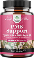 PMS Support Supplement for Women – Hormone Balance for Women &amp Menstrual Discomfort with DIM Chasteberry Black Cohosh &amp Ashwagandha - for Period Cramps Ease Menopause Bloating Mood Swing –