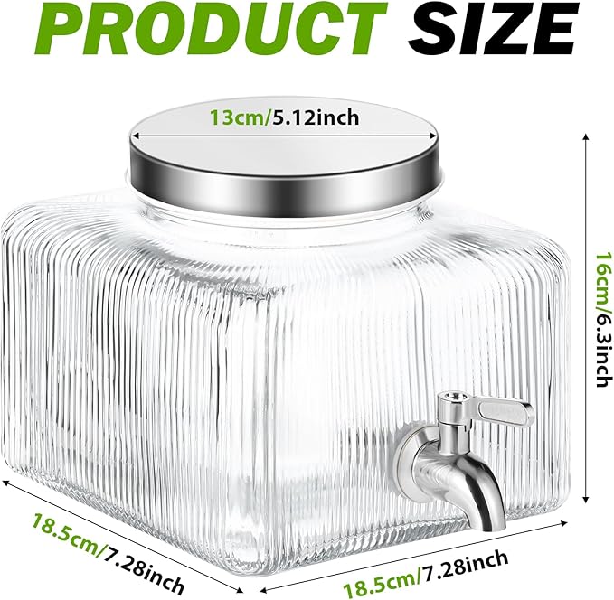 Drink Dispenser for Fridge Drink Dispensers for Parties1 Gallon Glass Beverage Dispenser with 100% Leakproof Stainless Steel Spigot Ideal for Water Lemonade Juice Iced Tea