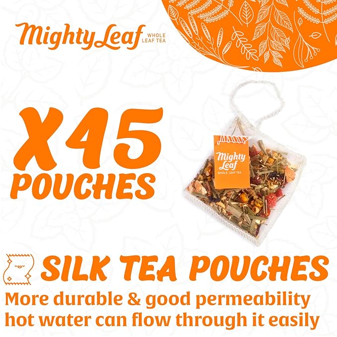 Mighty Leaf Chamomile Citrus Herbal Tea – 45 Count (3 Packs of 15) Whole Leaf Pyramid Tea Bags – Caffeine-Free Soothing Blend with Citrus &amp Floral Notes