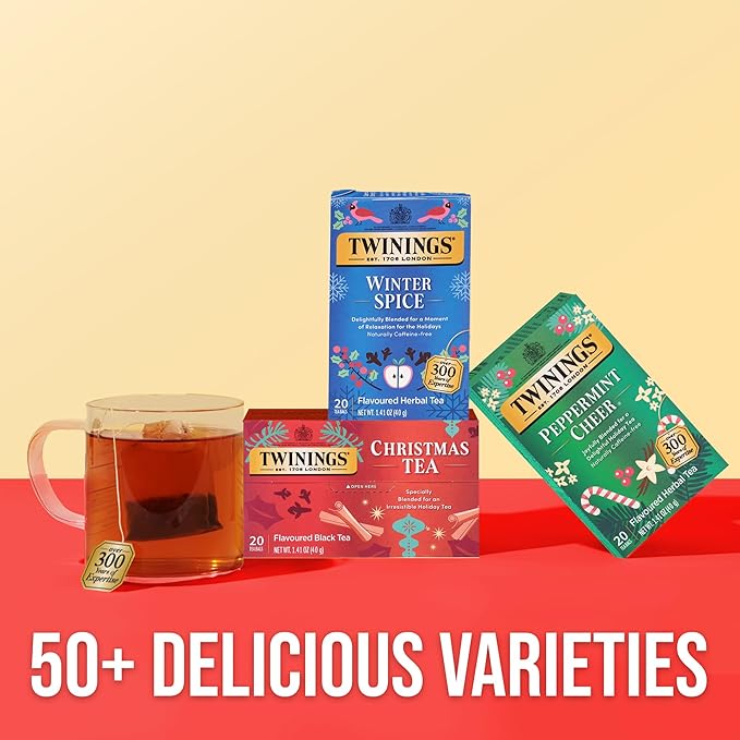 Twinings Winter Spice Herbal Tea Individually Wrapped 20 Count (Pack of 6) Camomile Apple Cinnamon &amp Clove Caffeine-Free Enjoy Hot or Iced 120 Teabags