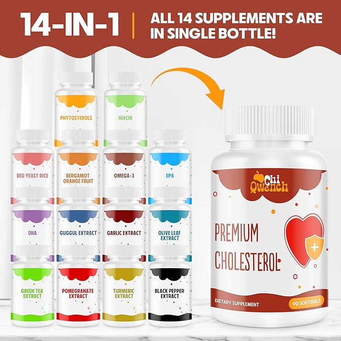 Cholesterol Supplements with Plant Sterols Niacin Red Yeast Rice Citrus Bergamot Garlic Cholesterol Supplement Support Normal Cholesterol Levels 180 Softgels
