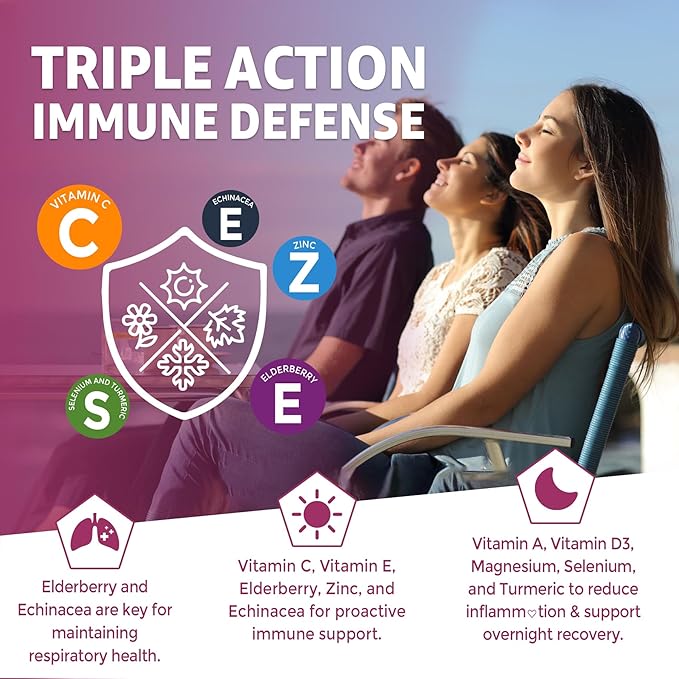 10 in 1 Immune Support Supplement Gummies w/Echinacea Elderberry Vitamin C and Zinc Selenium Vitamin D3 5000IU Magnesium Daily Immune Booster Multivitamin for Antioxidant Bone Energy 1 Pack