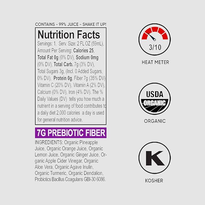 +GNGR Gut Health Shot – Prebiotic and Probiotic for Women &amp Men - Digestive &amp Immune Support Organic Ginger Shot with Apple Cider Vinegar Turmeric Aloe Vera 2 fl oz (12-Pack)