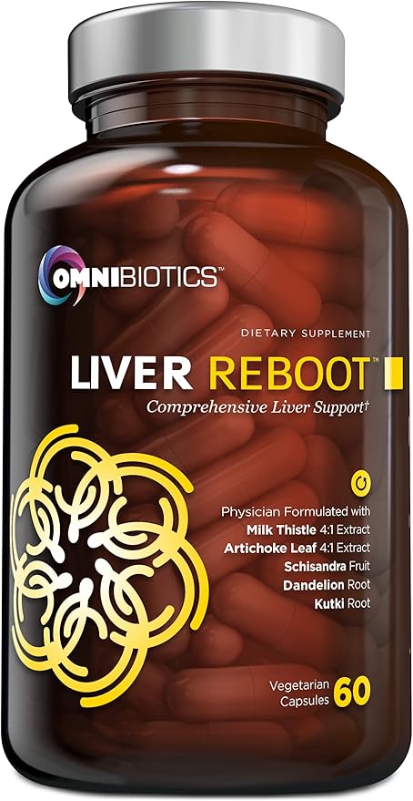 OmniBiotics Liver Cleanse Detox &amp Repair Supplement – Milk Thistle Dandelion Root Alpha Lipoic Acid Artichoke Extract Schisandra Silymarin – 60 Vegan Capsules