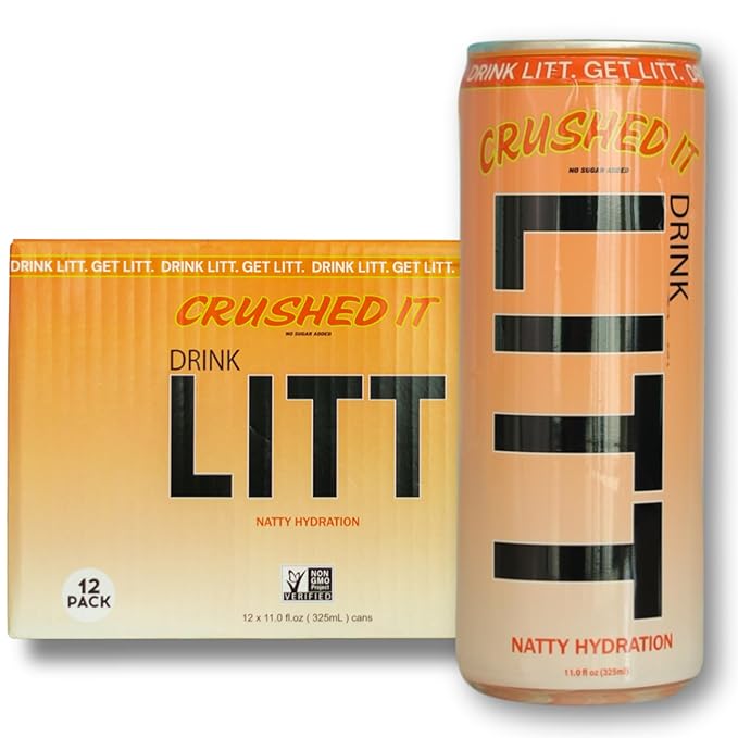 DRINK LITT CRUSHED IT | Orange Creamsicle | Natty Hydration | Natural Electrolytes | B Vitamins | 11 oz (Pack Of 12)