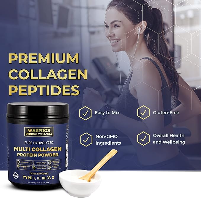 Pure Hydrolyzed Multi Collagen Protein Powder Collagen Powder Boost Energy for Aging Skin Elasticity Hair &amp Nails Growth Support Joint Health (Unflavored)