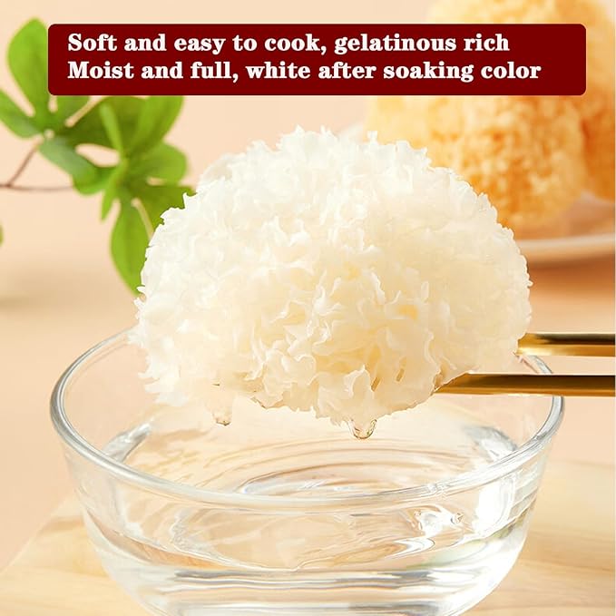 White Snow Fungus Tremella 银耳 去根特级银耳 Snow Fungus Mushroon Tremella Fuciformis Mushroom 100g/3.5oz Make Soup and Porridge 银耳红枣羹