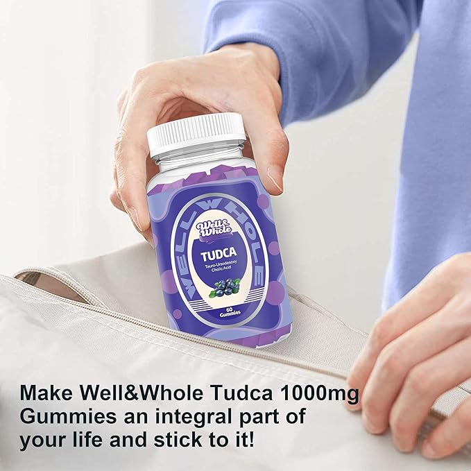 Well&ampWhole Bile Salts Supplement TUDCA Gummies 1000mg + Milk Thistle 500mg - Clinically Studied Liver Support for Detox &amp Digestion - Vegan Non-GMO - 60 Counts