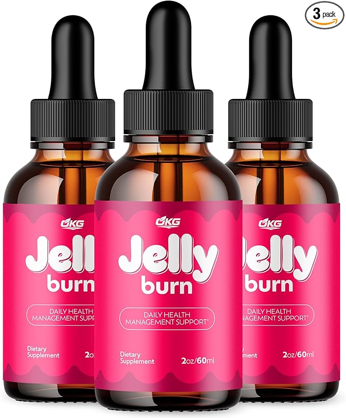 (3 Pack) Jelly Burn Drops Advanced Formula Jelly Burn Liquid Vitamin Supplement All Natural Jellyburn Drops Health and Wellness Vitamin Formula Max Strength Ingredients Made in The USA (90 Servings)