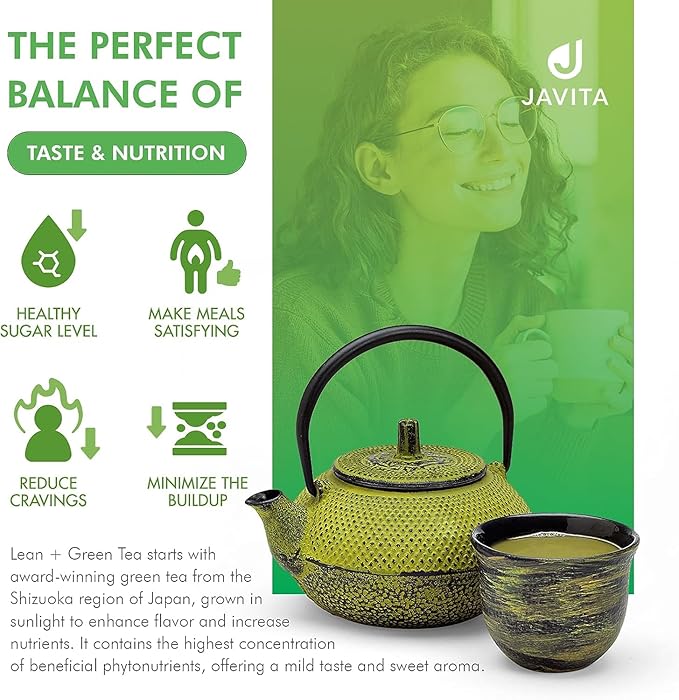 Lean + Green Instant Tea Mix by Javita – Premium Green Tea &amp Herbs – Daily Metabolism Clean Energy Support – Award-winning Convenient Green Tea Mix (4 box/96 serv.)