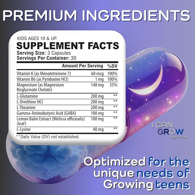 I Can Grow 3-Month Supply Bundle – 3x Day-Time + 3x Night-Time Growth Supplements for Kids 10+ &amp Teens | L-Arginine Colostrum Magnesium | Daily Height Support + Sleep Aid for Natural Growth | 6-