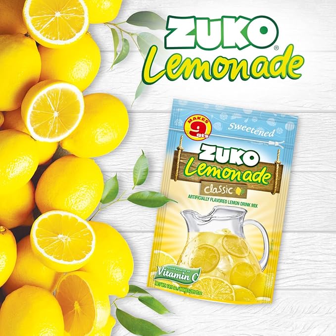 Zuko Classic Lemonade Powdered Drink Mix Family Pack No Added Sugar Needed 14.1 oz (Pack of 6)