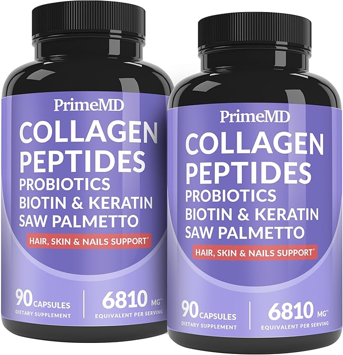 27-in-1 Hair Skin and Nails Vitamins (6810mg) with Biotin 10000mcg - Collagen Supplements for Men and Women - Keratin Supplements with Probiotics and Saw Palmetto 90ct (2-Pack)
