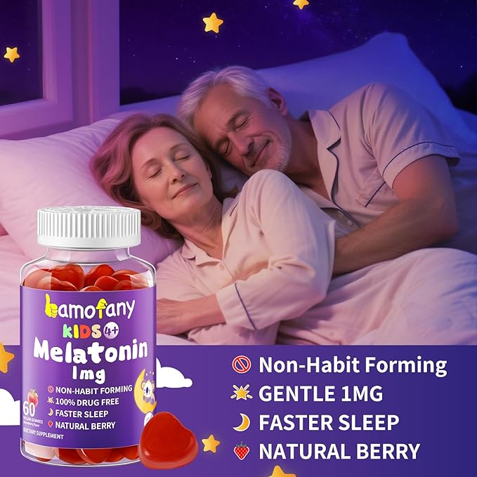 Kids Melatonin Gummies 1mg - 120 Count (Pack of 2) Sugar Free Tooth-Friendly Sleep Aid for Children 4+ Non-GMO &amp Pectin Based Natural Strawberry Flavor 60-120 Day Supply