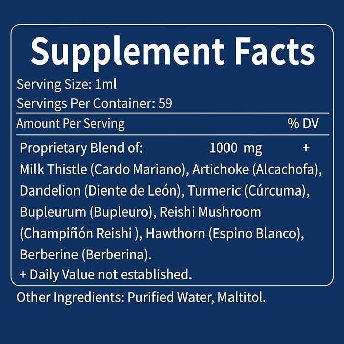 Milk Thistle &amp Artichoke Extract Liver Support Drops for Fatty Liver Alcachofa Curcuma y Cardo Mariano para el Higado Graso Berberina para Bajar de Peso Liver Detox &amp Repair Formula.2oz